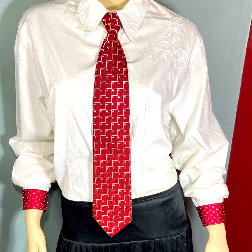 Rhinestone Tie Necklace and cuffs